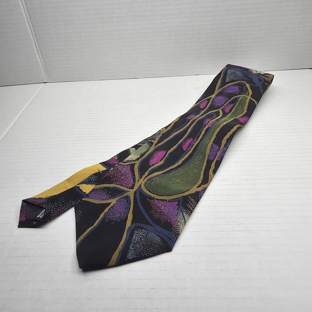 VTG Bugle Boy USA Abstract Art Neck‎ Tie 90s Multicolor Geometric Polyester